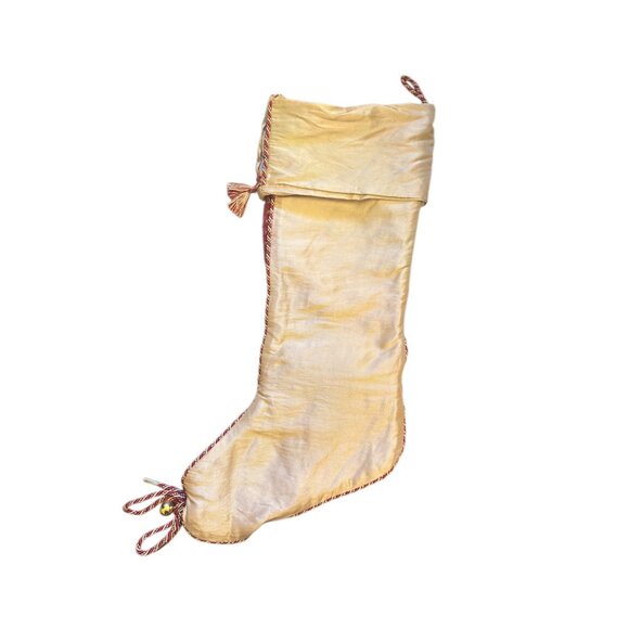 Victorian Set Of 4 Vintage Gold & Red Christmas Stockings Tassel & Cord Detail - Picture 12 of 15